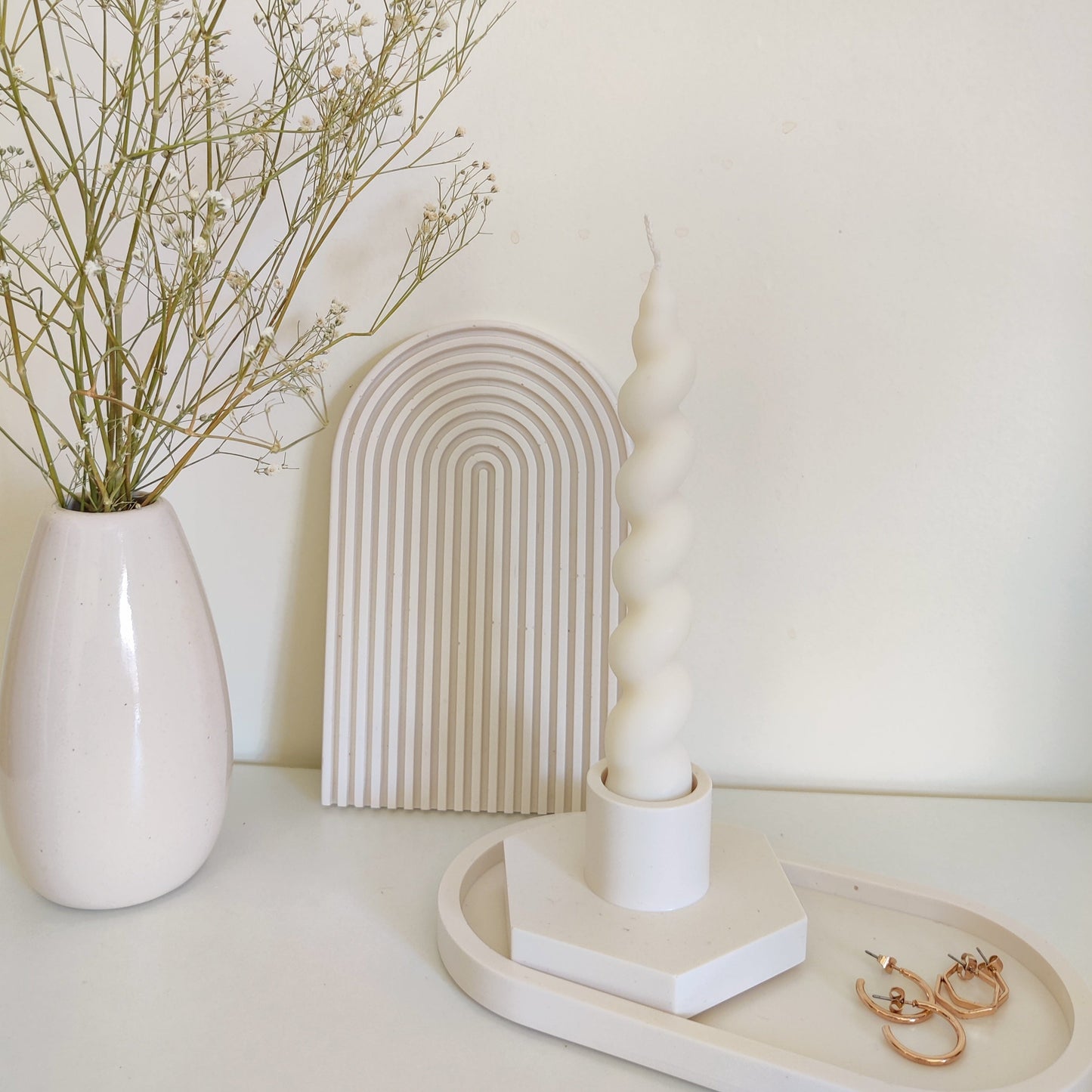 White Hexagonal Candle Holder