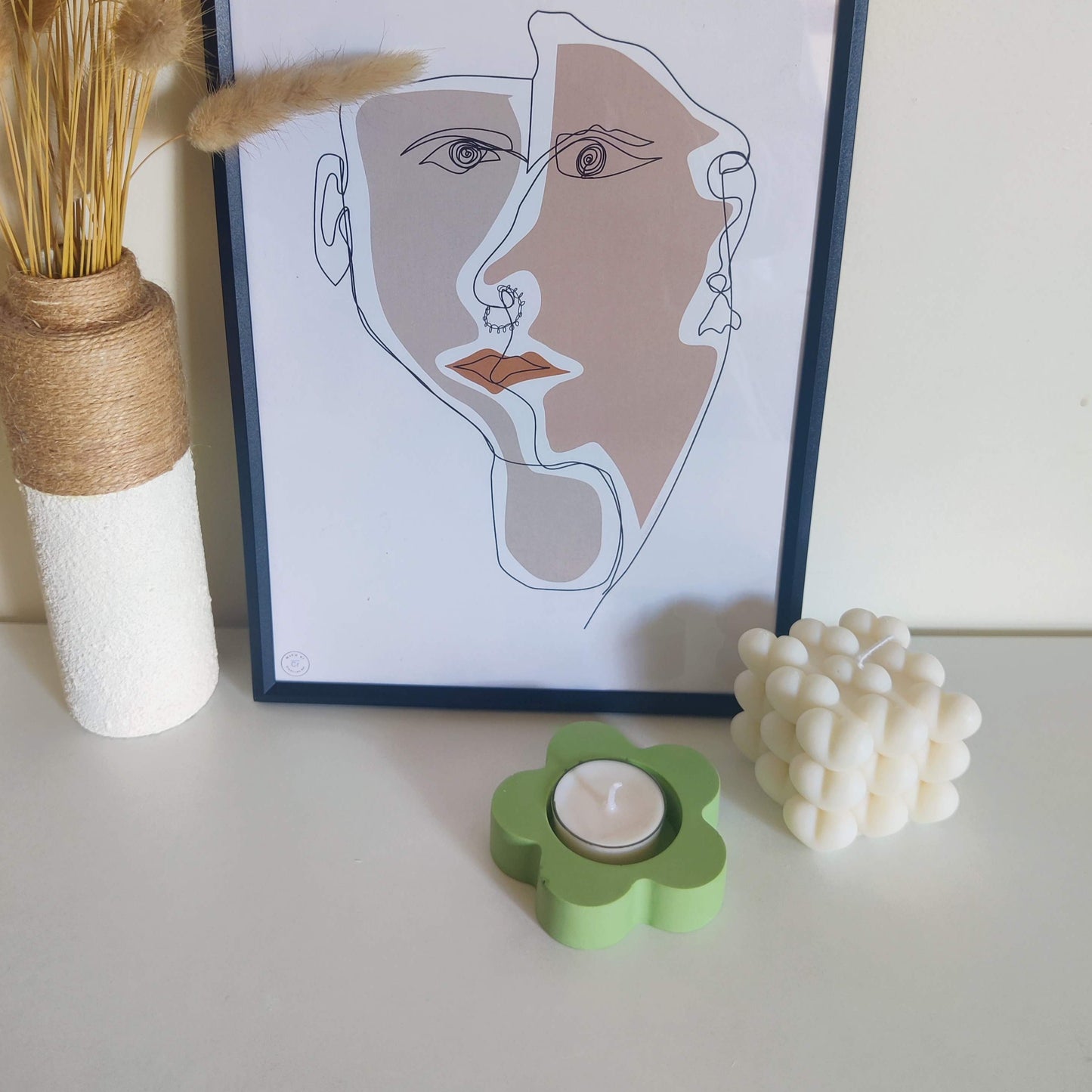 Sage Flower Tealight Candle Holder