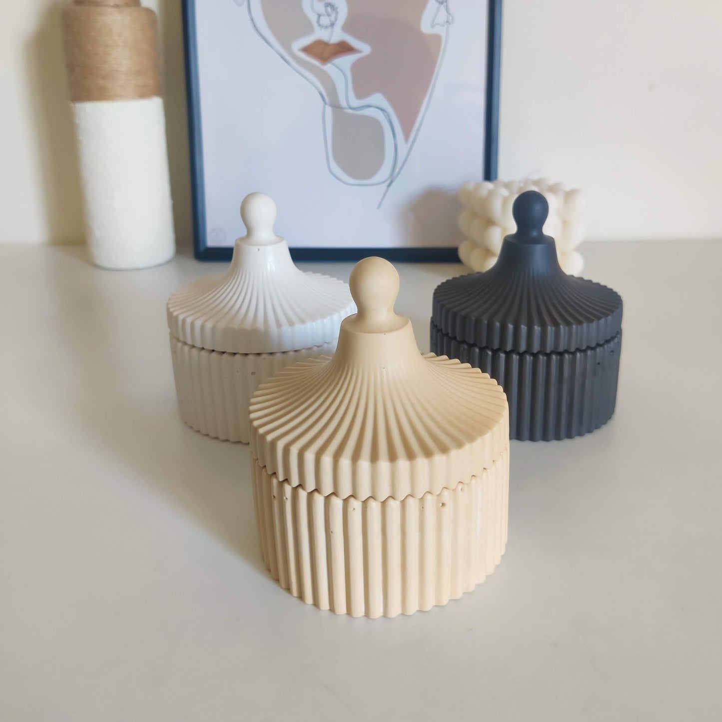 Heart Ribbed Jar Candle