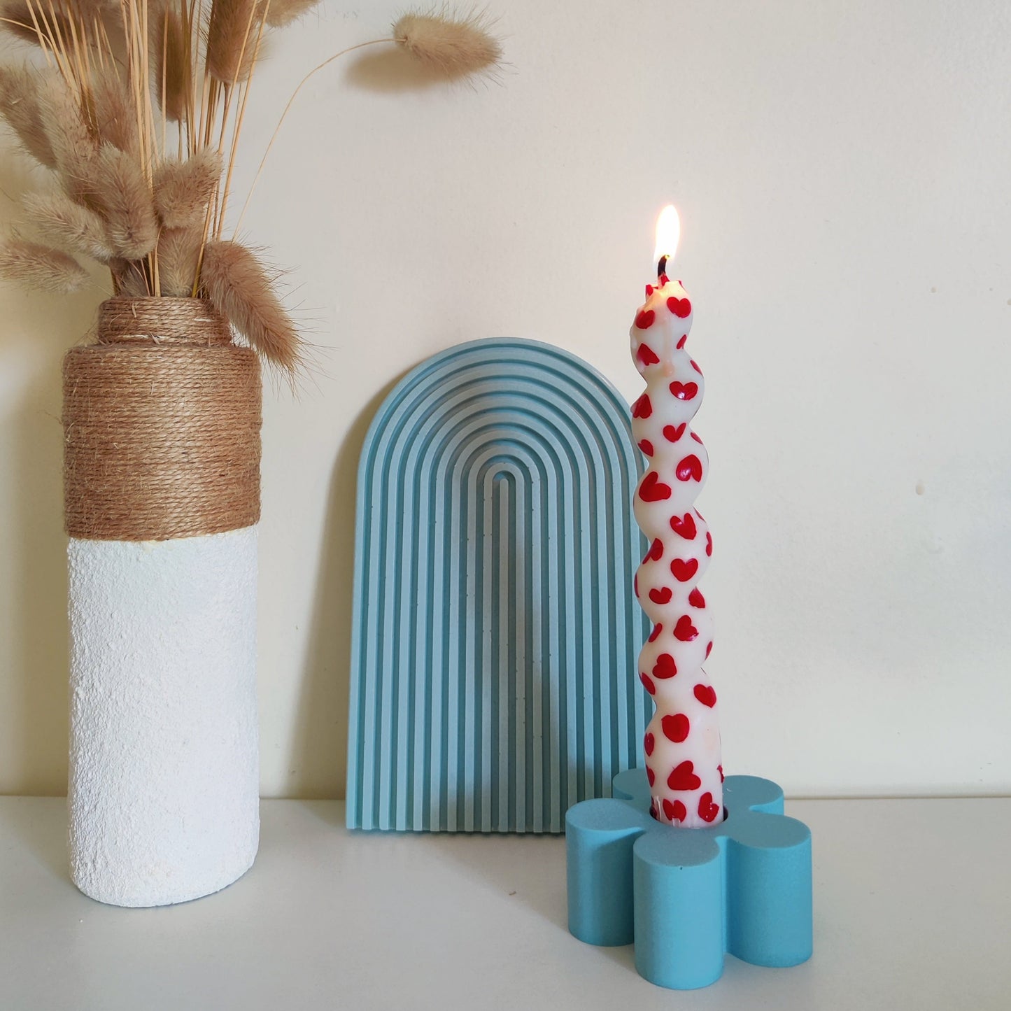 Light Blue Flower Candle Holder