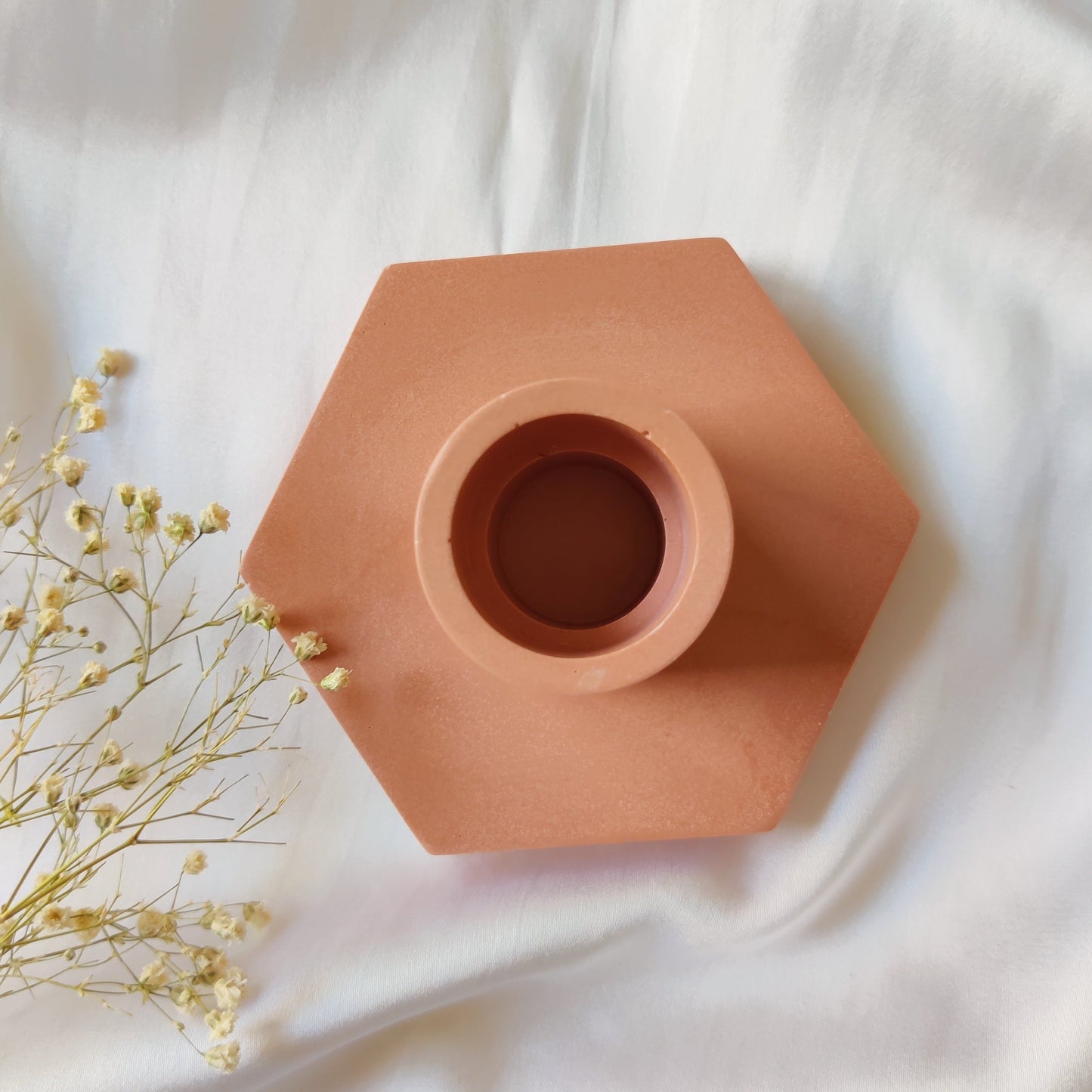 Light Terracotta Hexagonal Candle Holder