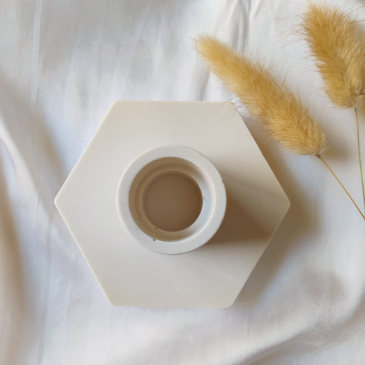 White Hexagonal Candle Holder