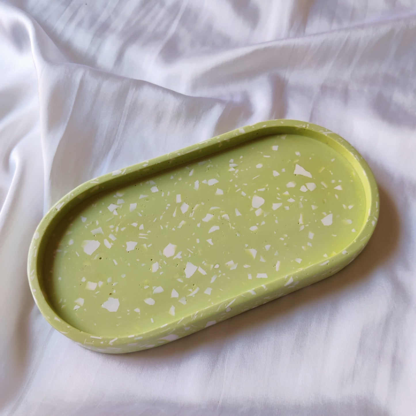 Light Green with White Terrazzo Oval Tray