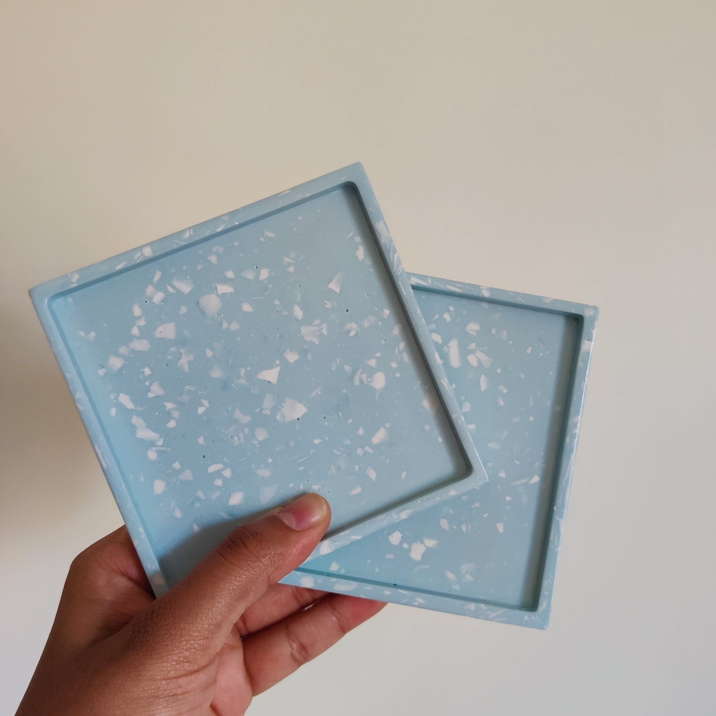 Light Blue with White Terrazzo Coasters