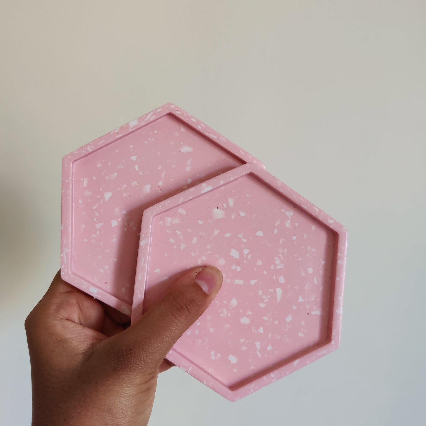 Pink with White Terrazzo Coasters