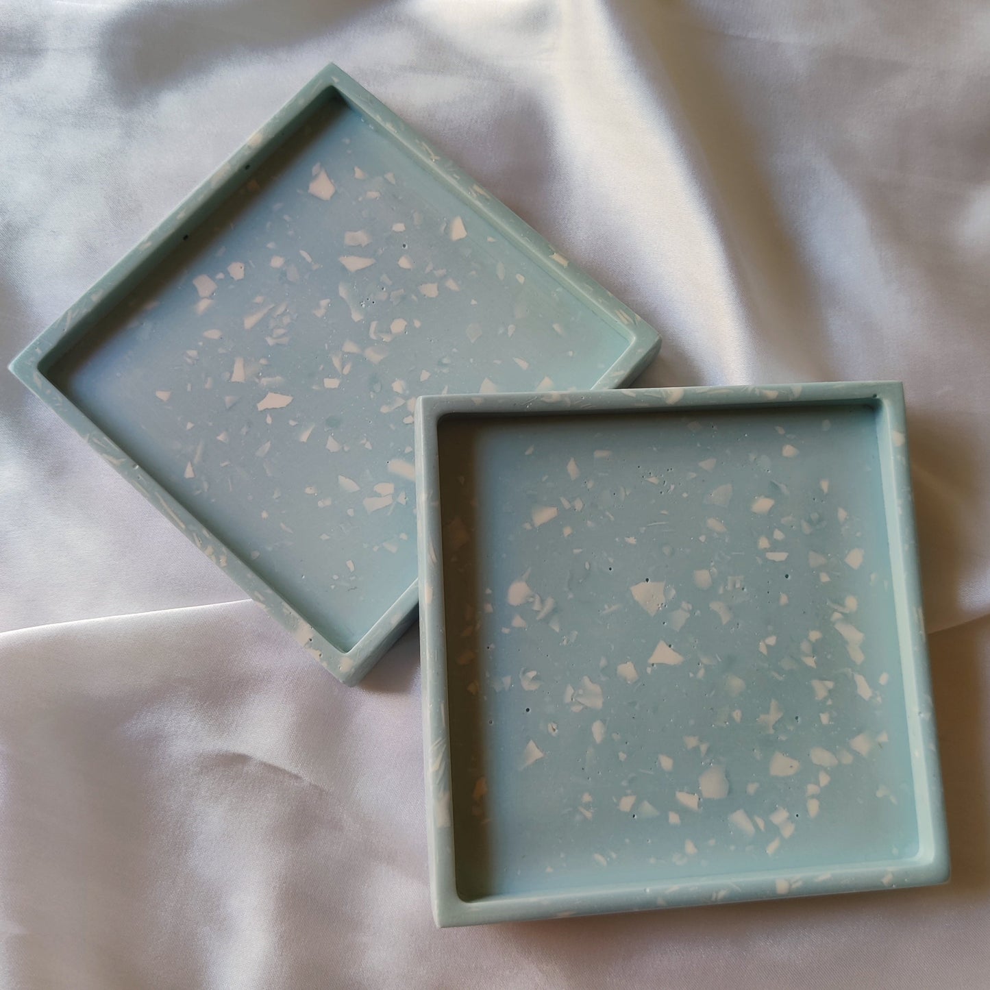 Light Blue with White Terrazzo Coasters