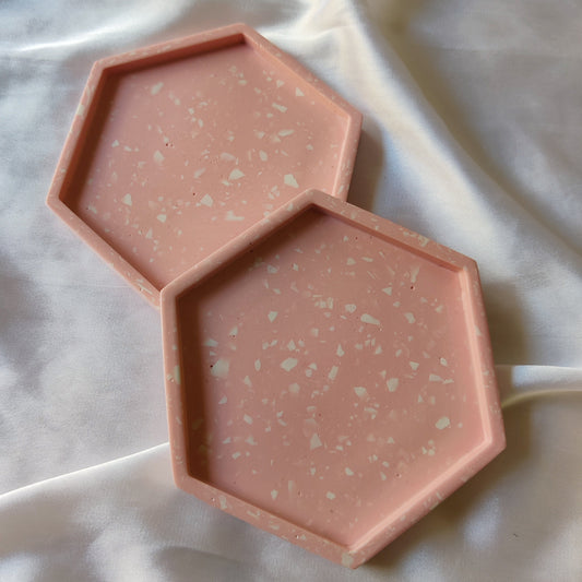 Pink with White Terrazzo Coasters