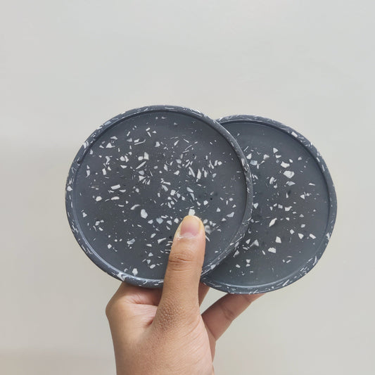 Black with White Terrazzo Coasters