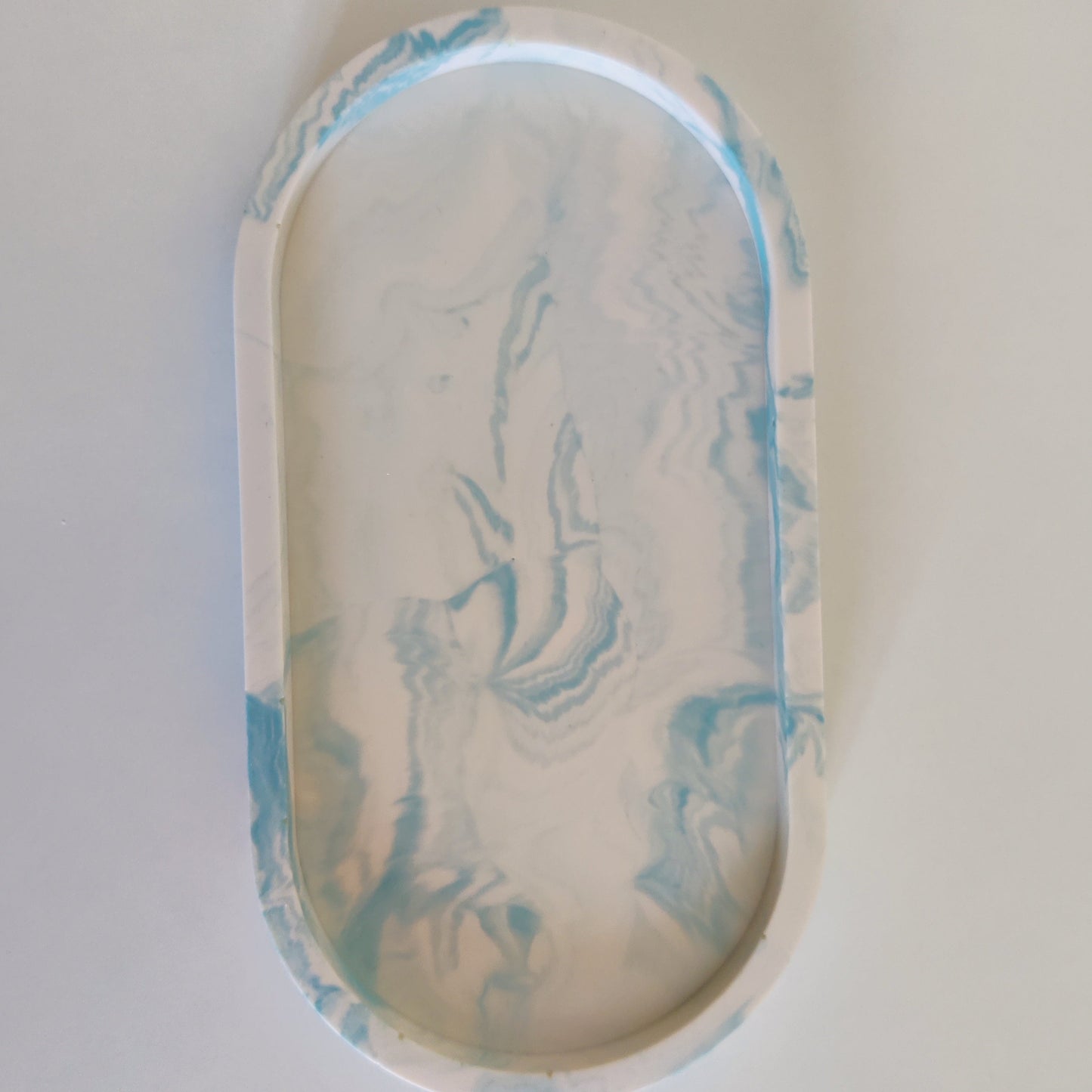 Blue White Marble Oval Tray