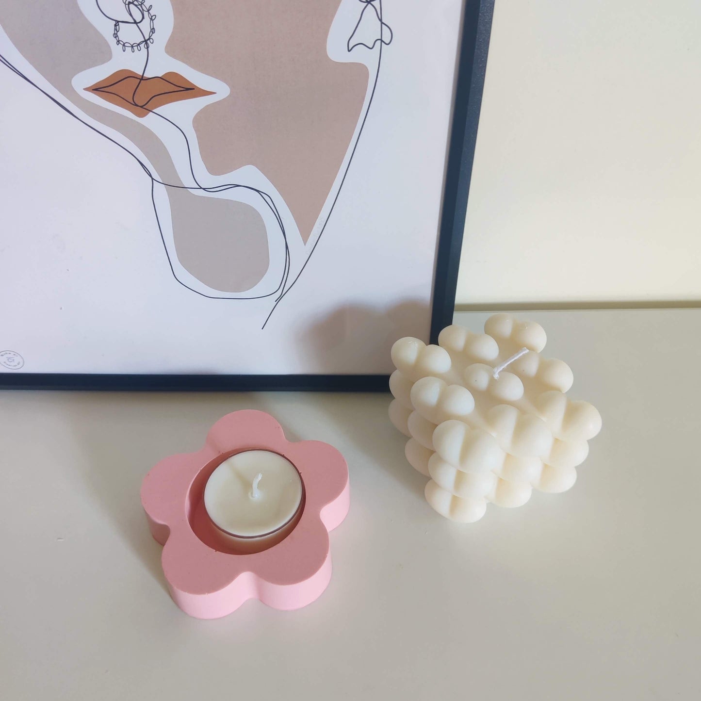 Pink Flower Tealight Candle Holder