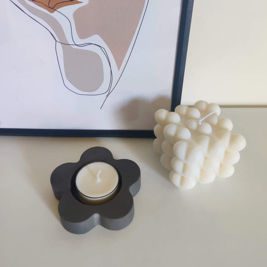 Black Flower Tealight Candle Holder