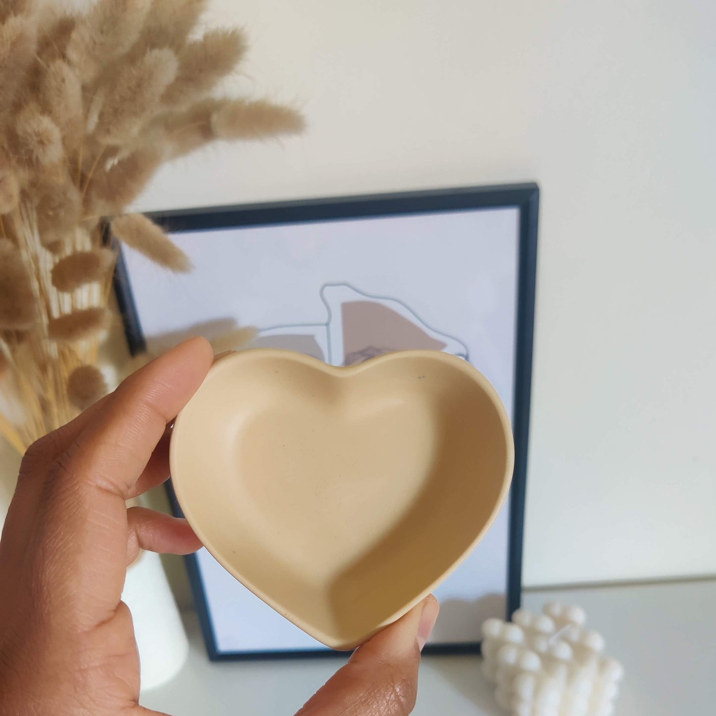 Cream Heart Trinket Tray