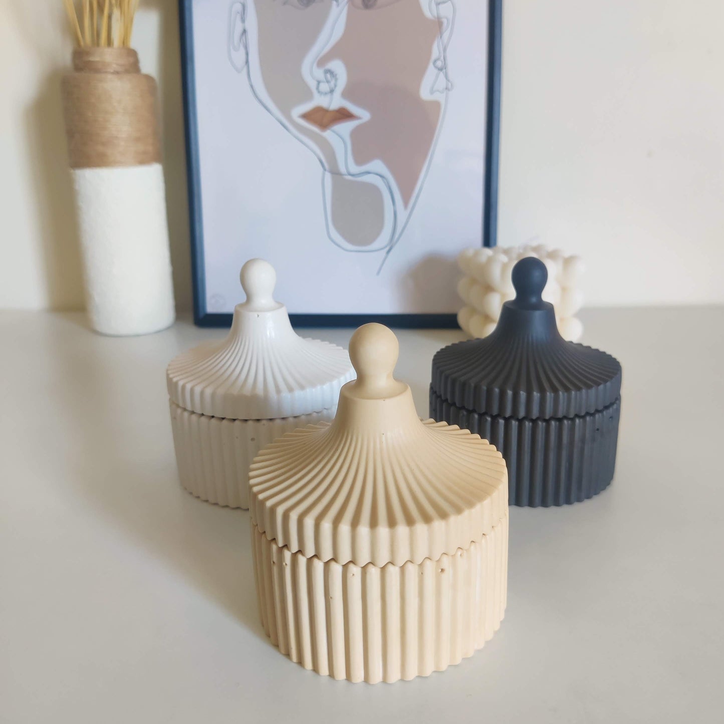 Black Ribbed Jar