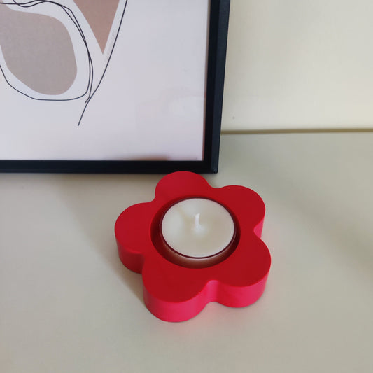 Red Flower Tealight Candle Holder